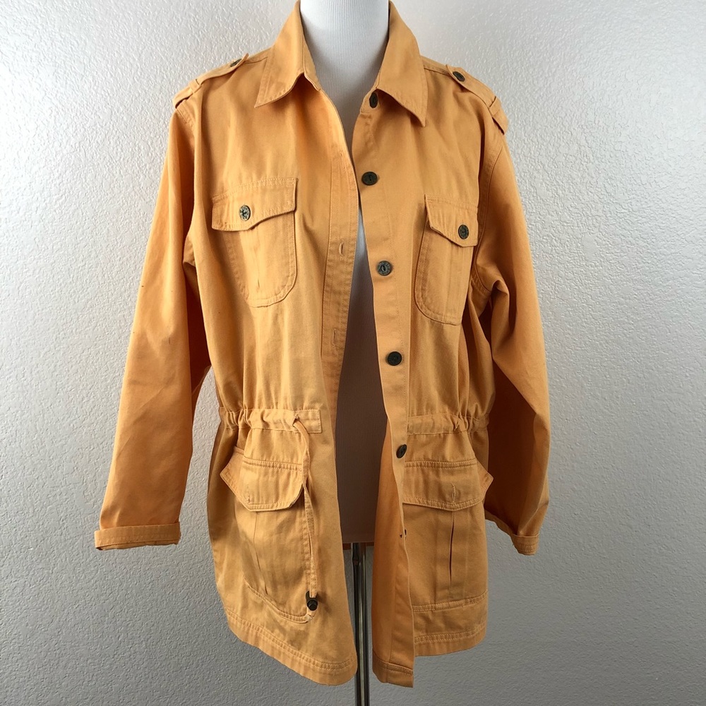 Denim and Co Womens Orange Denim Jacket size Large